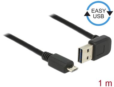 DeLock Kabel Easy- USB 2.0 Typ-A Stecker rechtwinklig nach oben > USB 2.0 Typ Micro-B Stecker 1 m schwarz