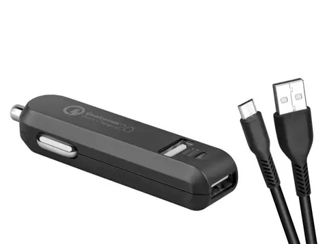 Avacom CarMAX 2 Autoladegerät (microUSB) schwarz / 2x Qualcomm Quick Charge 2.0 / microUSB-Kabel