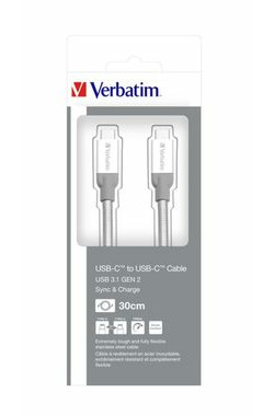 Verbatim Datenkabel USB-C -> USB-C grau / USB 3.1 Gen 2 / 30 cm