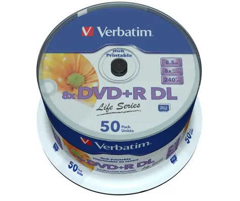 Verbatim 50 Stück DVD+ R 8,5GB 8x / Injekt Printable / Spindelhülle