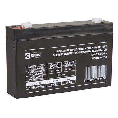 Emos Wartungsfreie Blei-Säure-Batterie 6V 7Ah / Faston 4,7 mm