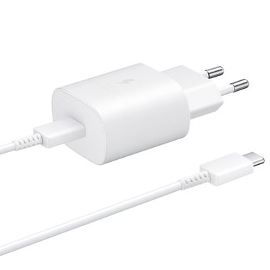 Samsung Netzteil mit Schnellladefunktion (25 W), weiß / 1 m Kabel / USB-C / 3 A / Großpackung
