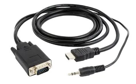 Gembird Adapter HDMI-A (M) auf VGA (M) + 3,5 mm Audio / Kabel 1,8 m / Schwarz
