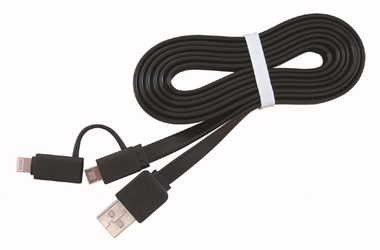 Gembird Combo USB-Kabel für Datenübertragung und Laden 1 m schwarz / Apple Lightning (M) / MicroUSB (M) / USB 2.0 A (M)