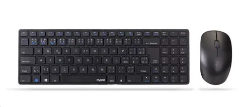 Rapoo 9300M Multi-Mode Schwarz / Kabelloses Tastatur- und Mausset / 2,4 GHz / BT 3.0 und 4.0 / CZ-SK-Version