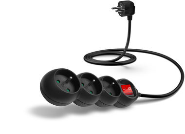 Connect IT Verlängerungskabel 230 V 3 Steckdosen 1,5 ms mit Schalter (schwarz)