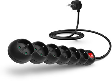 Connect IT Verlängerungskabel 230 V 6 Steckdosen 2 ms mit Schalter (schwarz)
