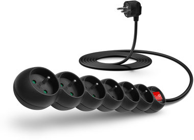 Connect IT Verlängerungskabel 230 V 6 Steckdosen 3 ms Schalter (schwarz)