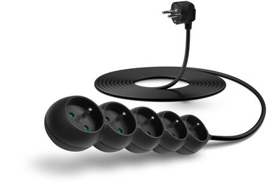 Connect IT Verlängerungskabel 230 V 5 Steckdosen 5 m ohne Schalter (schwarz)