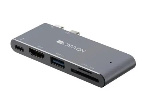 Canyon CNS-TDS05DG Dockingstation grau / Thunderbolt 3 / USB 3.0 / HDMI / SD- und TF-Kartenleser