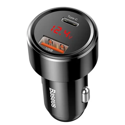 Baseus Magic PPS USB-Autoladegerät schwarz / 45W / 1x USB-A + 1x USB-C / 6A / LED-Anzeige