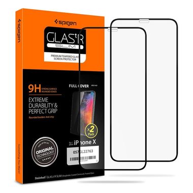 Spigen Glass FC Panzerglas für Apple iPhone 11 Pro & XS & X schwarz / 2 Stk