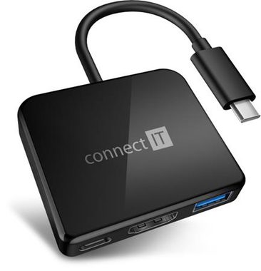 Connect IT USB-C-Hub 3in1 schwarz / USB / USB-C / HDMI