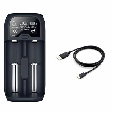 Solight DN27 Batterieladegerät / Li- ION & LiFePO4 & Ni-MH / CD & AA & AAA, 18650 / 2000mA / 2 Kanäle / LCD-Display