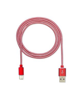 CUBE1 Nylon-Datenkabel USB - USB-C / 2m / rot