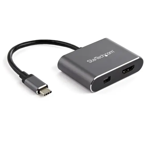 StarTech Multiport Video Adapter USB-C auf HDMI 2.0 & Mini DisplayPort 1.2 silber / 4K 60Hz / Thunderbolt 3