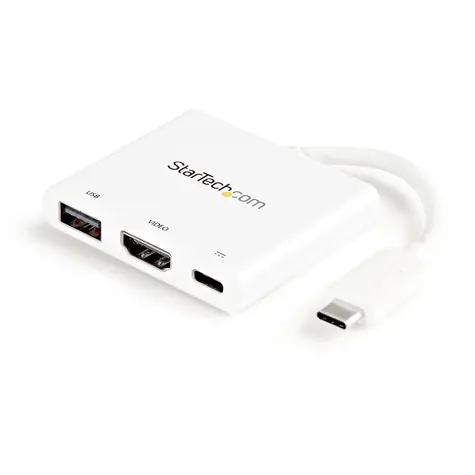 StarTech Multiport Videoadapter USB-C auf HDMI 2.0 & USB-A & PowerDelivery 60W weiß / 4K 30Hz / Thunderbolt 3
