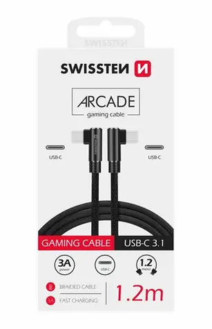 Swissten ARCADE Textildatenkabel USB-C - USB-C 1,2m schwarz