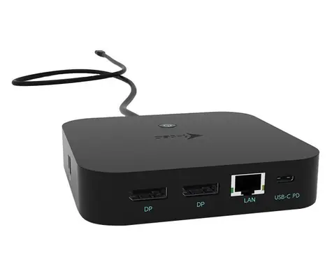 i-TEC USB-C Dual Display Dock 100 W (ohne AC) / 2x DisplayPort / RJ-45 / 3x USB 3.0 / 2x USB 2.0 / 2x USB-C / 3,5-mm-Buchse