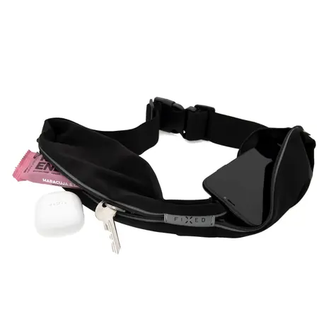 FIXED Sportbelt Duo Universeller Sportgürtel mit zwei Taschen schwarz