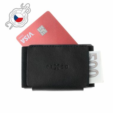 FIXED Tiny Wallet Geldbörse aus echtem Rindsleder (FIXW-STN2-BK) schwarz