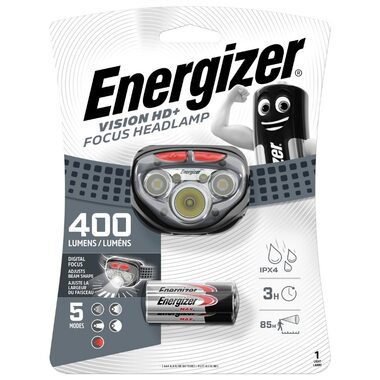 Energizer Spotlight Vision HD+ Focus 400lm / Stirnlampe / Nachleuchten: bis zu 85 Meter / 3xAAA 