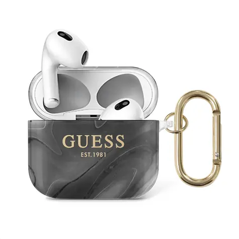 Guess TPU Shiny Marble Case für Apple Airpods 3 schwarz