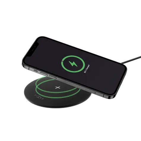 FIXED SlimPad Pad zum schnellen kabellosen Laden von Mobiltelefonen, 15 W, Schwarz