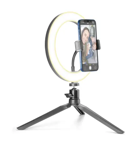 CellularLine Selfie Ring mit LED-Beleuchtung für Selfie-Fotos und -Videos schwarz