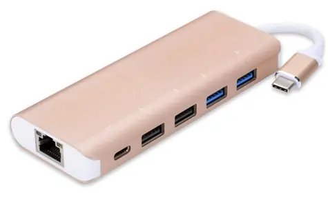 PremiumCord USB3.1 Gigabit RJ45 Adapter / Hub 4X USB2.0 Buchse / 1x PD