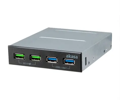 Akasa AK-ICR-34 / 3,5"-Adapter 2x USB 3.1 Gen1 / 2x Lade-USB / Quick Charge 3.0