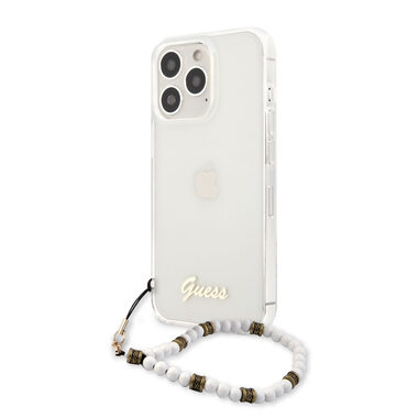 Guess PC Script und White Pearls Backcover für Apple iPhone 13 Pro transparent / Nachverkauf