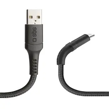 SBS unzerbrechliches Kevlar-Kabel USB - microUSB 1 m schwarz