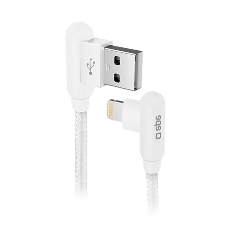 SBS-Kabel mit Metallsteckern 90° USB auf Lightning 1 m weiß