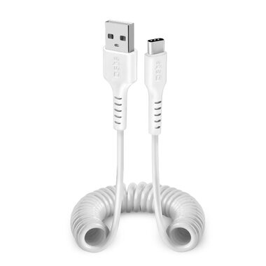 SBS Spiralkabel USB - USB-C 1m weiß