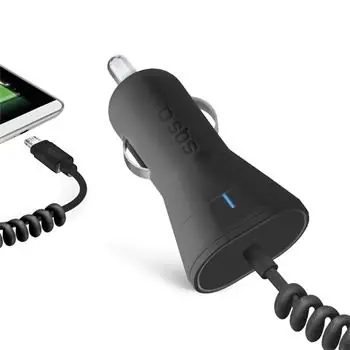 SBS Autoadapter mit Micro-USB 2,1A schwarz / 12 & 24V 