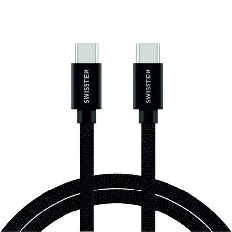 Swissten TEXTILE Datenkabel USB-C - USB-C 2m schwarz