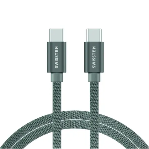 Swissten TEXTILE Datenkabel USB-C - USB-C 2m Silber