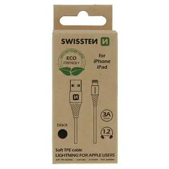 Swissten Datenkabel USB - LIGHTNING 1,2m schwarz (ECO-VERPACKUNG)