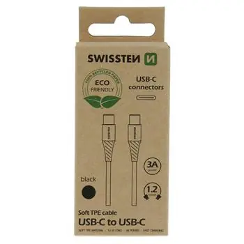 Swissten Datenkabel USB-C - USB-C 1,2m schwarz (ECO-VERPACKUNG)