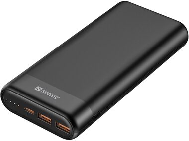 Sandberg Powerbank PD65W QC 20000mAh schwarz / max, 20V / max. 3,25A / 1x USB-C / 2x USB-A / 65W 