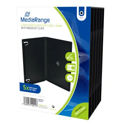 MediaRange DVD-Hülle für 1 Disc schwarz (5 Stück) / 14 mm