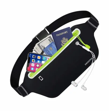 Swissten WAIST BAG Tasche für bis zu 7" schwarz / Taillenumfang: bis zu 77 - 120cm