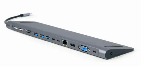 Gembird A-CM-COMBO9-01 grau / HUB 9in1 / 3xUSB-A / HDMI / USB-C