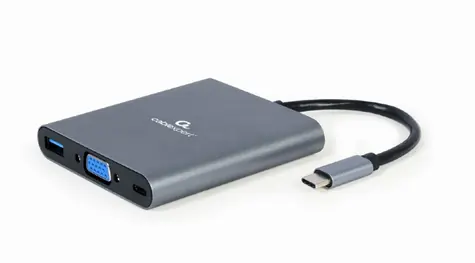 Gembird A-CM-COMBO6-01 grau / HUB 6in1 / 1xUSB-A / HDMI / VGA / USB-C