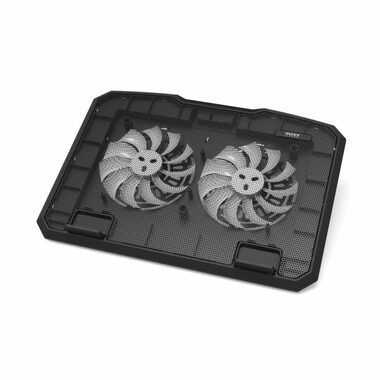 PORT CONNECT Cooler Pro schwarz / Laptop-Kühlständer / 2x USB-A / 2 Lüfter / Fläche 35 x 25 cm