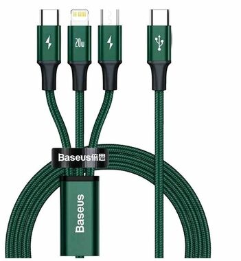 Baseus CAMLT-SC06 Rapid Serier 3in1 grün / USB-C / MicroUSB / Beleuchtung / 1,5 m 
