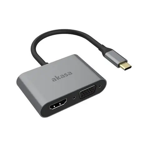 Akasa AK-CBCA23-18BK Adapter grau / USB-C Docking-Adapter / VGA / HDMI / 4K@60Hz