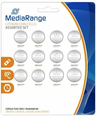 MediaRange Premium Lithium-Batterie-Knopfzellen CR2016|CR2025|CR2032|CR2450 Set / 12 Stück