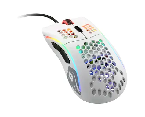 Glorious Model D mattweiß / Gaming-Maus / 12000 DPI / 6 programmierbare Tasten / RGB / 2 m